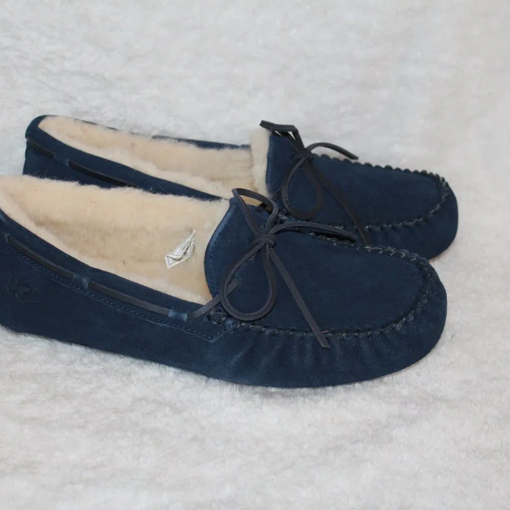 NEW UGG MEN'S SUEDE‎ OLSEN SLIPPERS NAVY BLUE